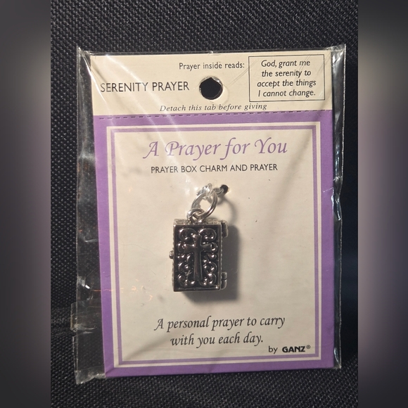 "Serenity Prayer"GANZ Silver Prayer Box Charm Locket with Scroll Inside - Picture 3 of 11